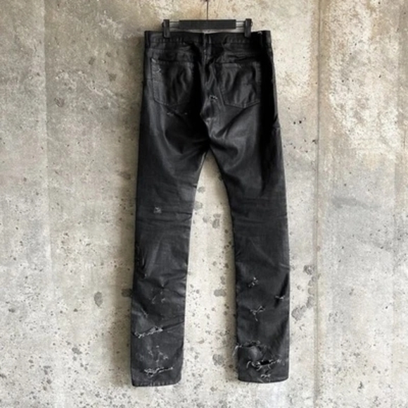 Dior Men's Black Skinny Jeans Waxed And Distressed Black 32w Heidi Slimane Rick - Picture 6 of 12
